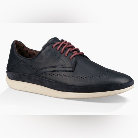 *UGG* Men\'s Navy Leather Cali Wing Toe Shoes w/ Maroon Laces Size 13